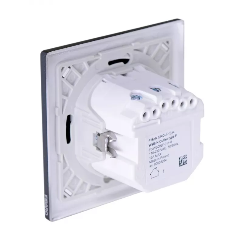 Tomada tipo F Fibaro FGWSONF-011-8, 1 tomada, 110–230 V, 50/60 Hz, preto