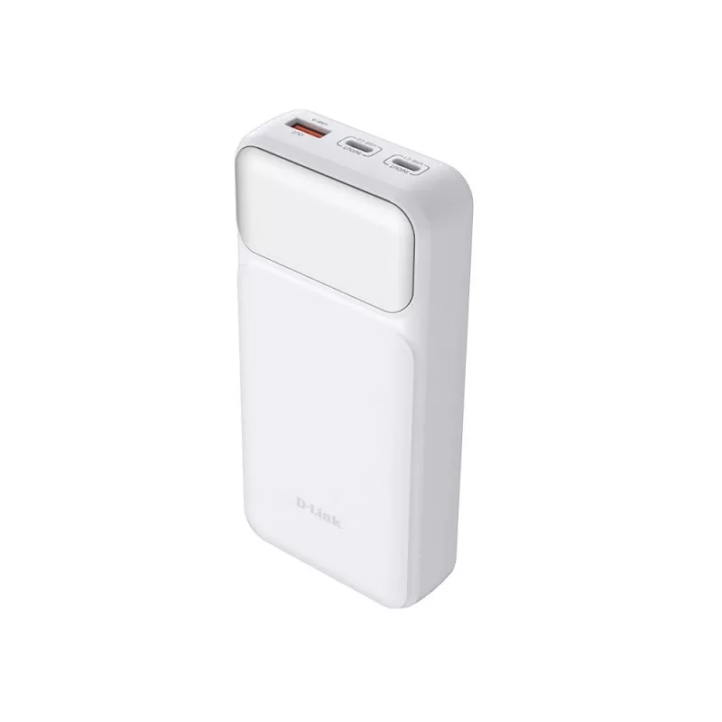 Powerbank D-Link DPP-201 — 20000 mAh, 1× USB-A, 2× USB-C, branco