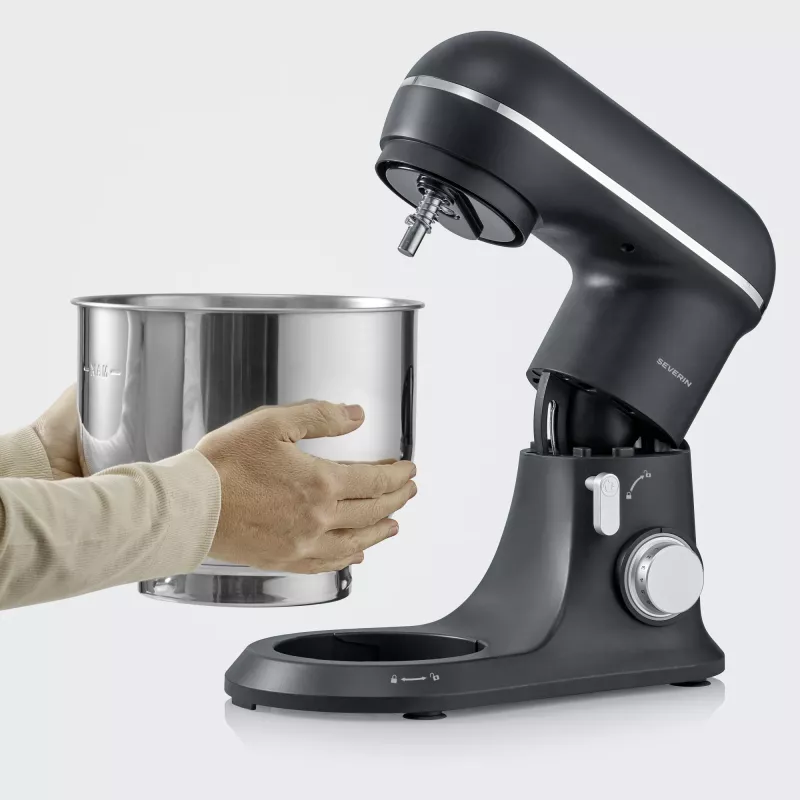 Robot de cozinha SEVERIN KM 3899 — 1200 W, tigela de aço inoxidável de 5,3 l, Preto