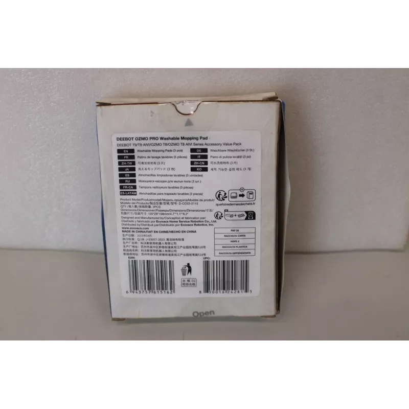 Ecovacs D-CC03-2115SO almofadas de limpeza laváveis, 3 unid., embalagem danificada
