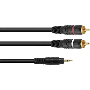 Cabo adaptador de áudio Omnitronic 3,5 mm jack para 2×RCA, 3 m (modelo 30225149)