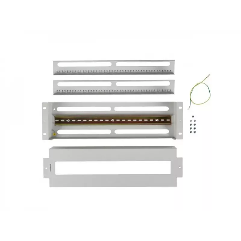 Lanberg AK-VDP103-S painel de distribuição de tensão de 19 polegadas 3U com calha DIN TS-35, cinzento