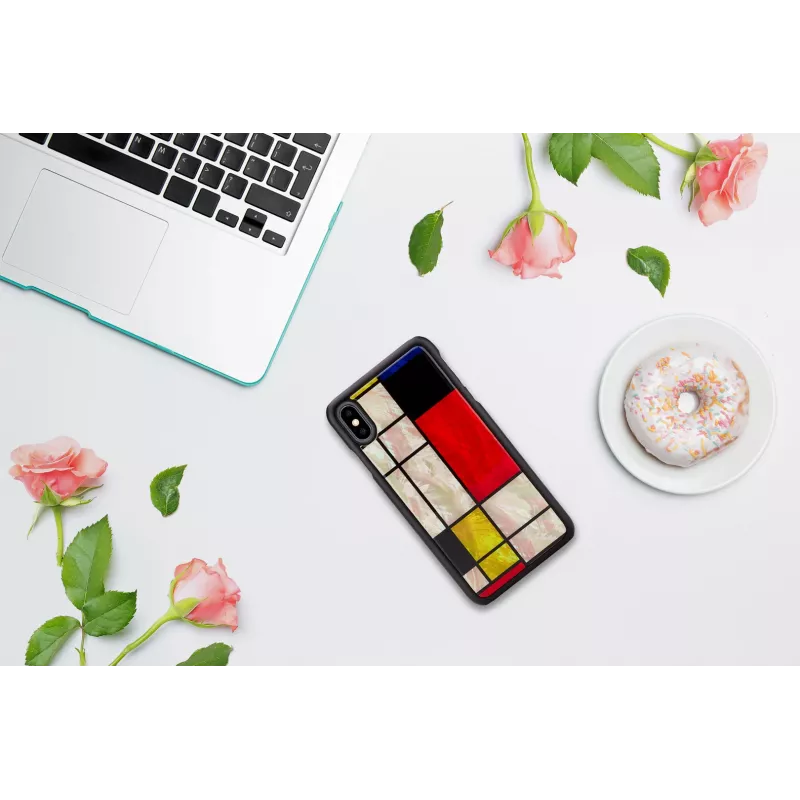 Capa para smartphone iKins para iPhone XS Max Mondrian preta – capa de proteção, concha rígida