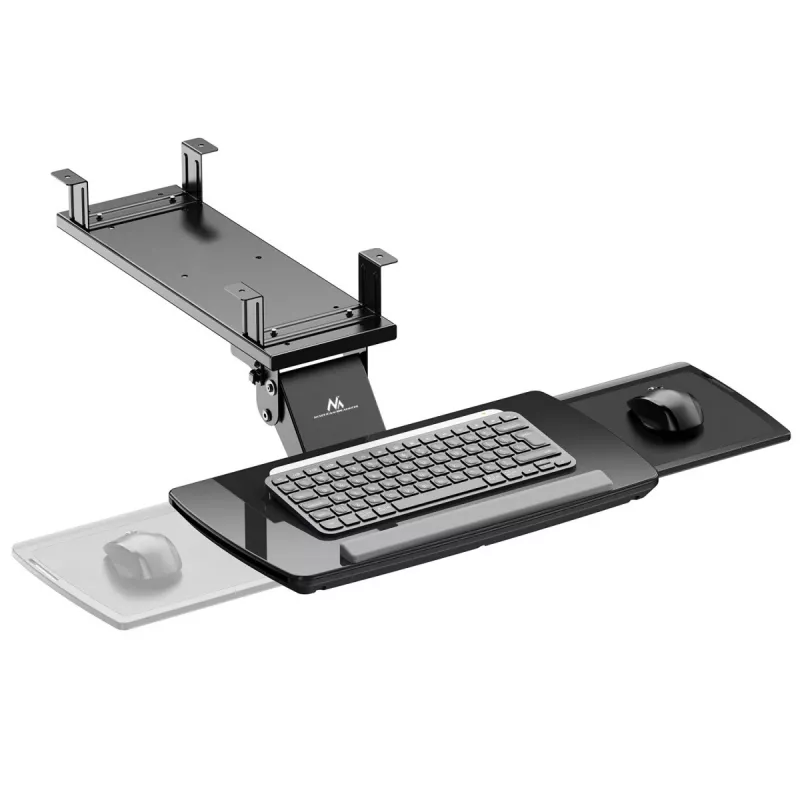 Suporte de teclado sob a secretária Maclean, ajustável, máx. 5 kg, preto, MC-156 B