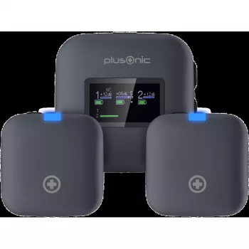 Kit de microfone sem fios Plusonic PS-TDS8 com conectividade USB-C, Lightning e 3,5 mm