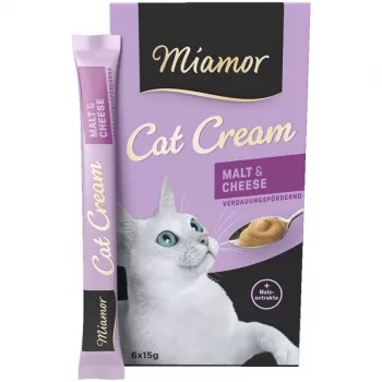 MIAMOR creme para gatos malte e queijo - snack para gatos - 6x15 g