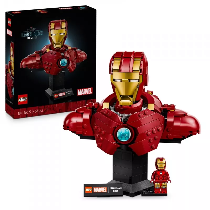 LEGO Conjunto de construção Marvel Super Heroes Iron Man MK4 Modelo 3D, 436 peças, inclui 1 minifigura, para 18+