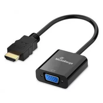 Conversor de vídeo MEDIARANGE HDMI para VGA HD15 20 cm preto - conversor - HDMI (MRCS231)