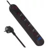 Extensão elétrica MACLEAN MCE395 B — 5 tomadas, 3×USB, 110–240V AC, 2,1A USB, 2500W, cabo de 1,5 m, preto