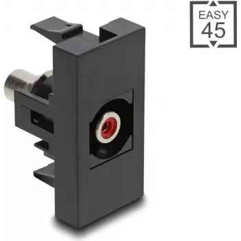 DeLOCK Easy 45 módulo de tomada 2 x RCA preto vermelho conector fêmea