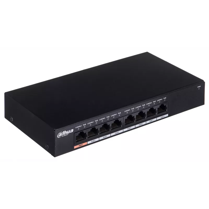 Dahua Technology PFS3008-8GT-96 comutador de rede não gerido L2 Gigabit Ethernet (10/100/1000) Power over Ethernet (PoE) preto