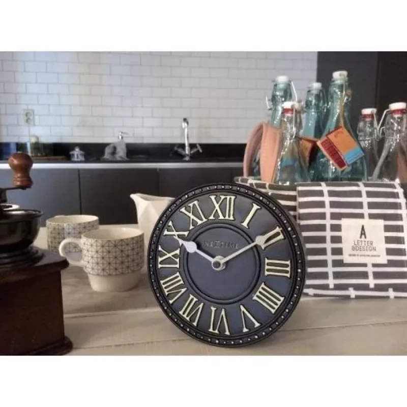 Relógio de parede NeXtime 5187zw London Table, Ø16 cm, preto/branco