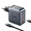Vention TZ-FETH0-EU carregador GaN de 100 W, 3x USB-C + 1x USB-A, com cabo USB-C para USB-C de 1 m