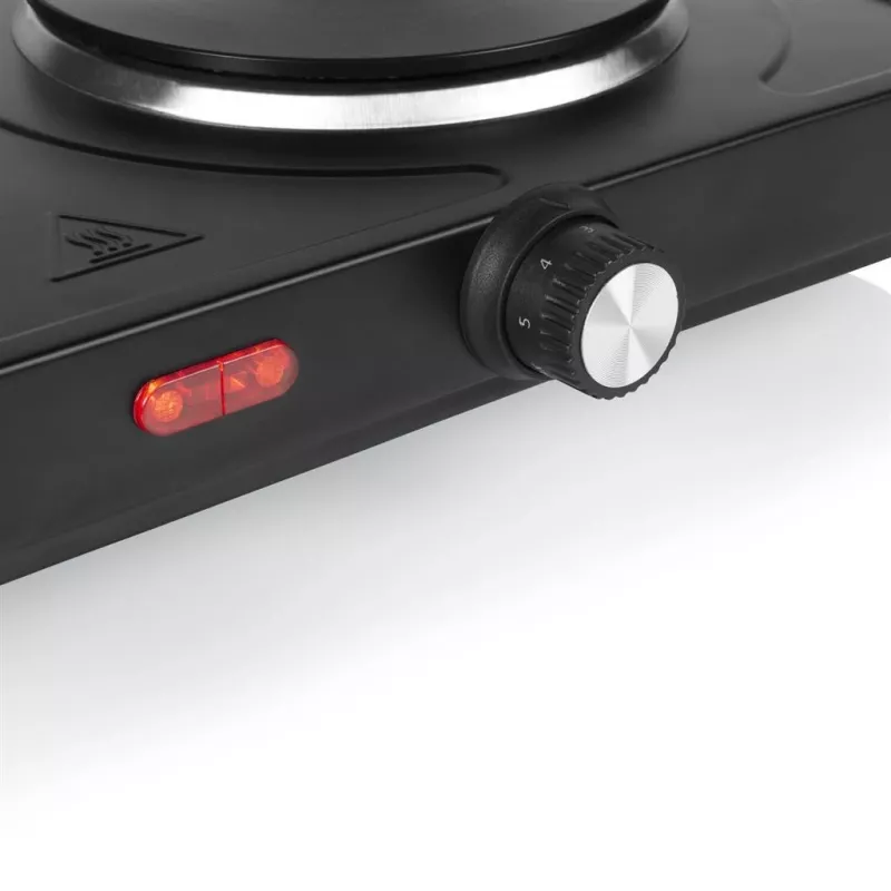 Placa elétrica Tristar KP-6152 — 2 zonas de cozedura, controlo tátil, preto