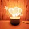Lâmpada de noite Extralink HOME 3D ilusão ótica 'Pierced Hearts' candeeiro de mesa USB