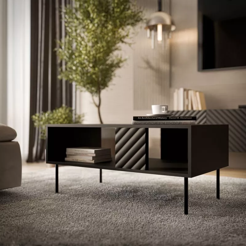 Mesa de centro Cama Meble LUCCA 1000×550×460 mm retangular preta