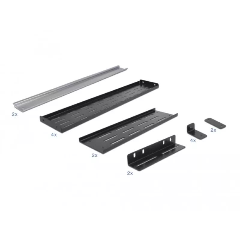 Delock kit de montagem em calha DIN - montável em rack - preto - 4U - 48,3 cm (19