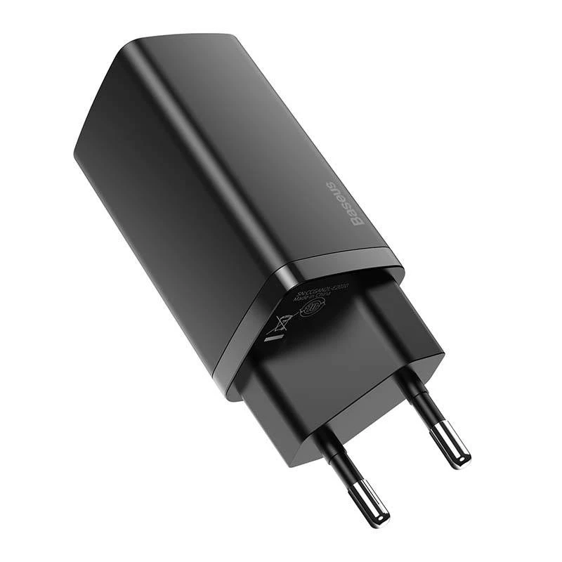 Carregador Baseus CCGAN2L-B01 para dispositivos móveis universal preto AC carregamento rápido para interiores