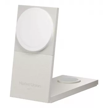 Carregador sem fios Native Union Rise 3 em 1 Qi2 — USB, cabo de 2 m, Cinzento-claro (Arenito)