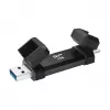 Pen USB Silicon Power DS72 1 TB, USB 3.2 Gen 2 Type-A / Type-C, caixa de alumínio e borracha, preto