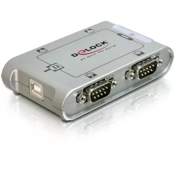 Adaptador Delock 87414 USB 2.0 para 4x série RS-232, incl. cabo de extensão de 1 m, prateado