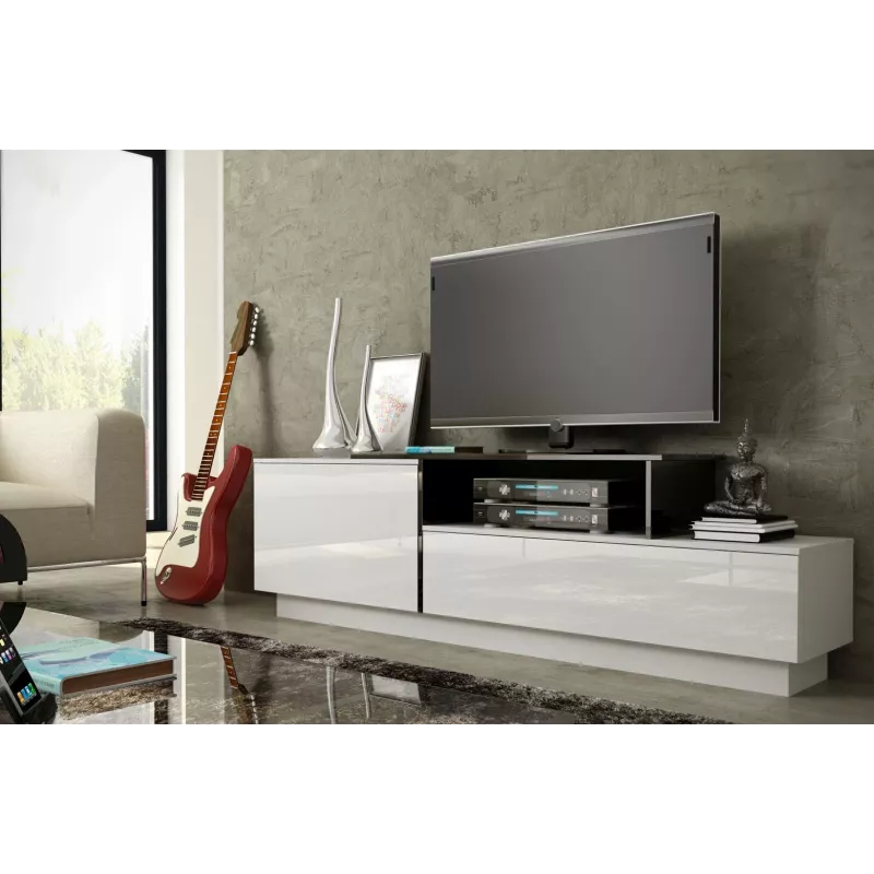 Móvel de TV Cama SIGMA 3 180 branco/branco brilhante + preto