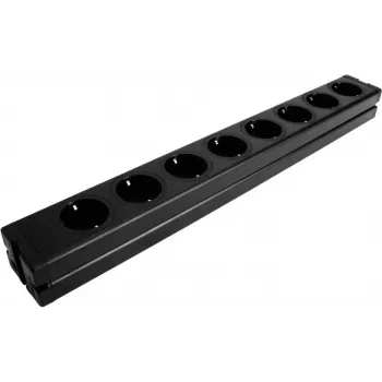 Régua de tomadas EUROLITE 30240090 — 8 tomadas, caixa de alumínio, preto