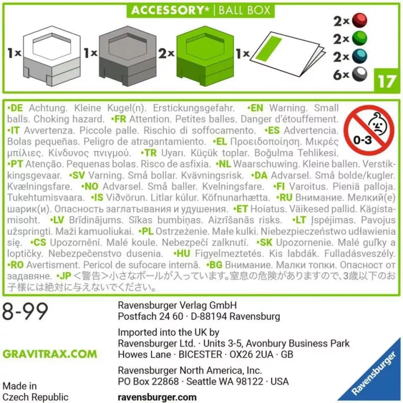 Brinquedo acessório Ravensburger GraviTrax caixa de bolas multicolor