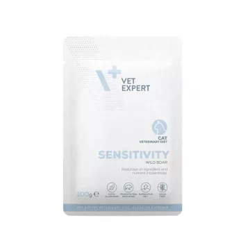 Alimento húmido para gatos VETEXPERT Veterinary Diet Sensitivity Saqueta 100 g — javali, sem cereais, gatos adultos
