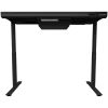 Secretária gaming de altura ajustável com motor duplo, função sentado/em pé, caixa de PC integrada, carregador sem fios, iluminação RGB, painel de controlo e portas USB, tampo em vidro temperado, preto.