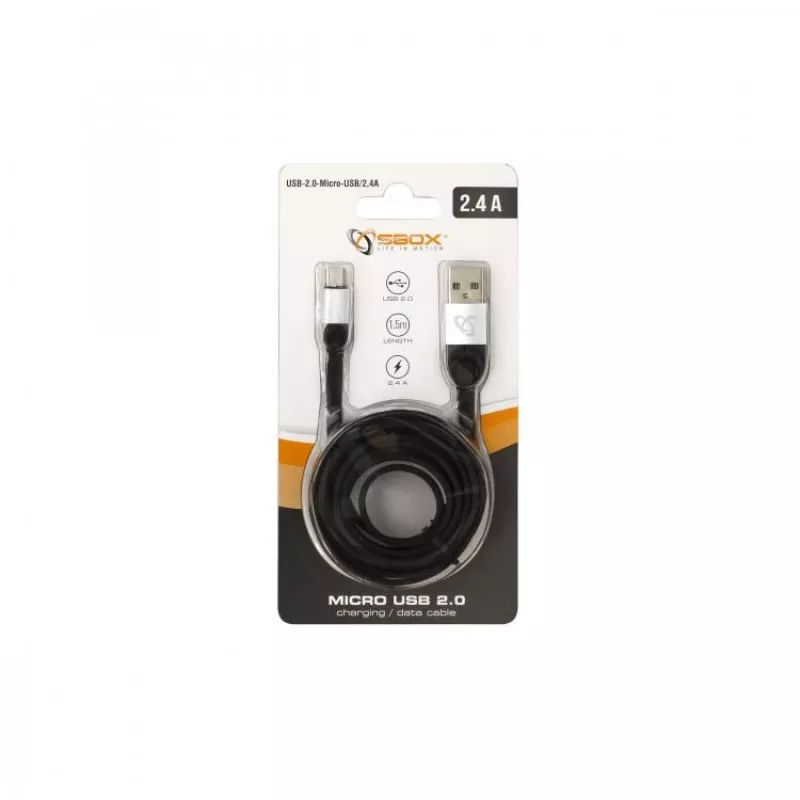 Cabo Sbox USB->Micro USB M/M 1,5 m USB-MICRO-2,4A