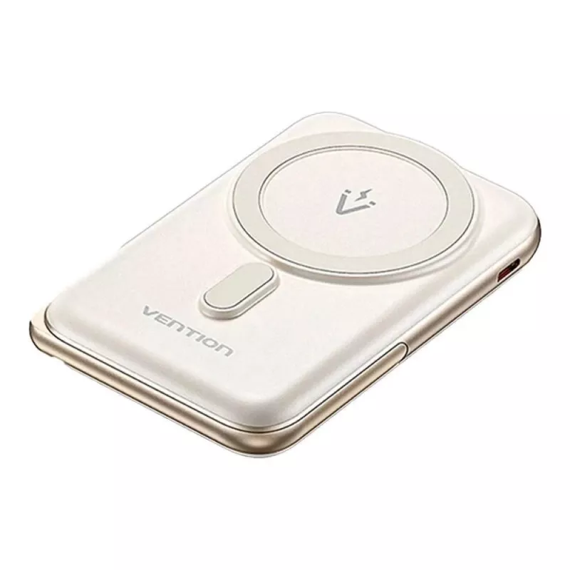 Powerbank Vention 10000mAh magnética sem fios 20W — 10000 mAh, saída 3 A, USB-C, branco