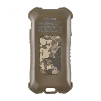 Aquecedor elétrico Ocoopa UT3201 Camouflage — aquecedor cerâmico portátil com powerbank de 10.000 mAh e até 18 horas de funcionamento