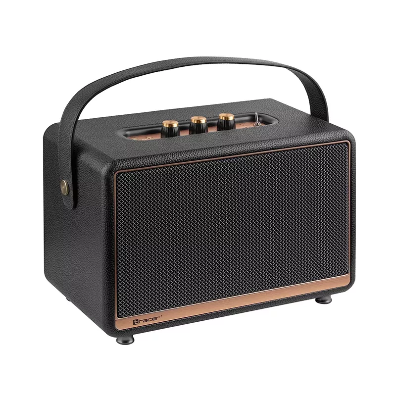 Altifalante estéreo portátil TRACER M45 Preto — Bluetooth 5.0, 45 W RMS, rádio FM, microfone incorporado, alimentado por pilhas