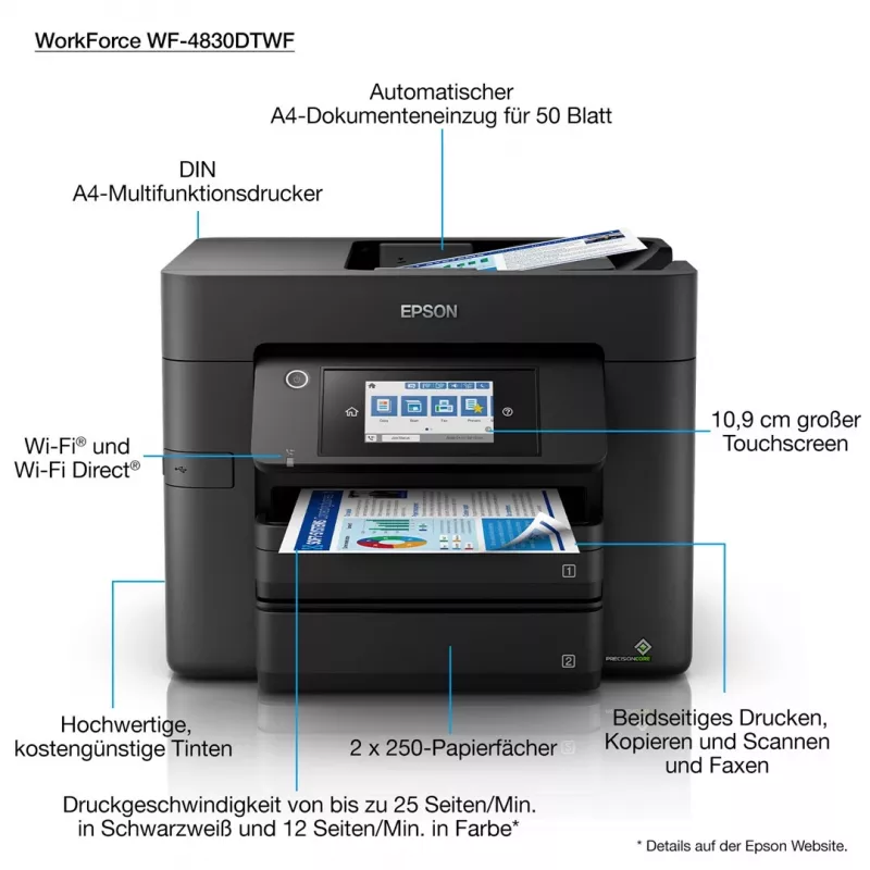 Epson WorkForce Pro WF-4830DTWF Jato de tinta A4 4800 x 2400 DPI 36 ppm Wi-Fi