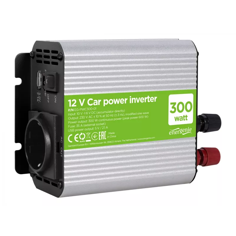 Conversor de tensão Gembird EG-PWC300-01 para automóvel 300 W cinzento