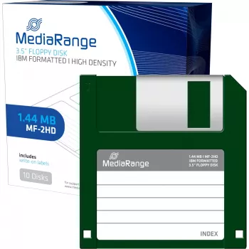 Disquete MediaRange MR200 3,5 polegadas 1,44 MB pack de 10, vermelho e amarelo