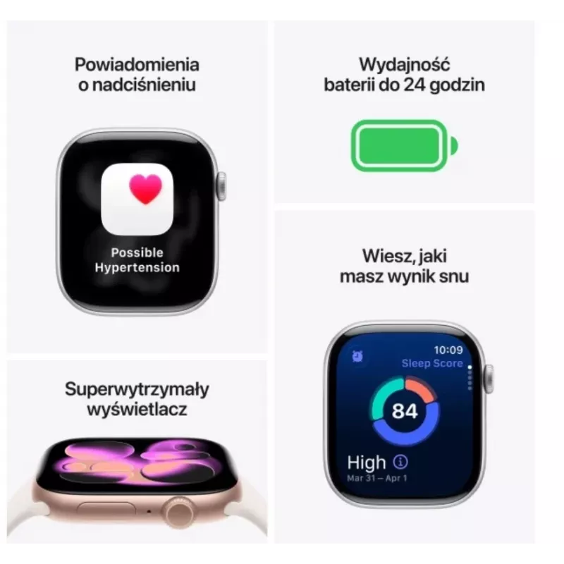 Apple Watch Series 11 GPS 46mm caixa de alumínio Roségold com bracelete desportiva Light Blush S/M