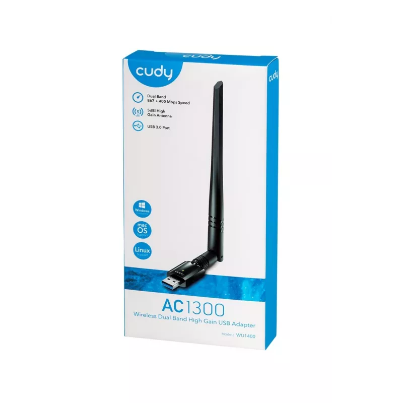 Placa de Rede Cudy WU1400 WLAN 867 Mbit/s USB Dualband Wi-Fi 5