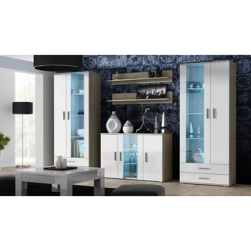 Aparador Cama Sideboard 120 cm SOHO S7 carvalho sonoma/branco brilhante