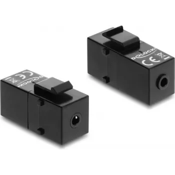 Módulo Keystone DELOCK conector fêmea de jack estéreo 3,5 mm 4 polos para conector fêmea de jack estéreo 3,5 mm 4 polos, preto