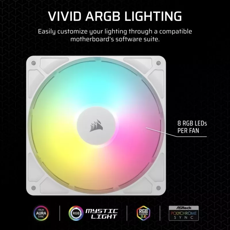 Ventoinha Corsair RS140 ARGB 14 cm branca 330-1700 rpm