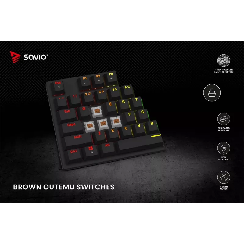 Teclado mecânico Savio RGB Tempest X2 Outemu Brown