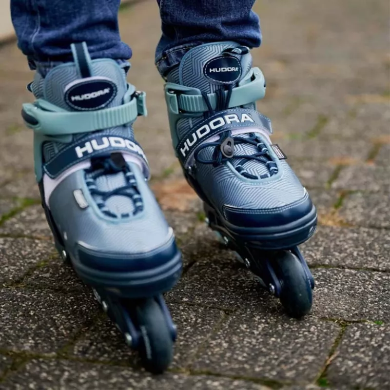 Patins em linha HUDORA Leon 2.0, tamanho ajustável 29–32, azul/cinzento