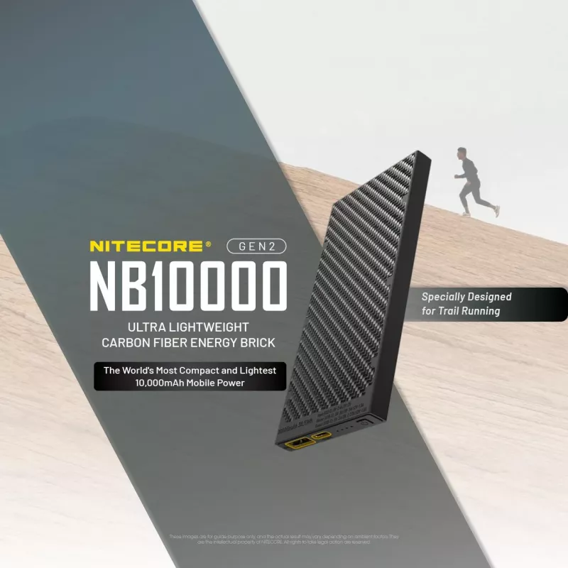 Powerbank portátil Nitecore NB10000 — 10000 mAh, USB‑A + USB‑C, 38 W saída total, cinzento
