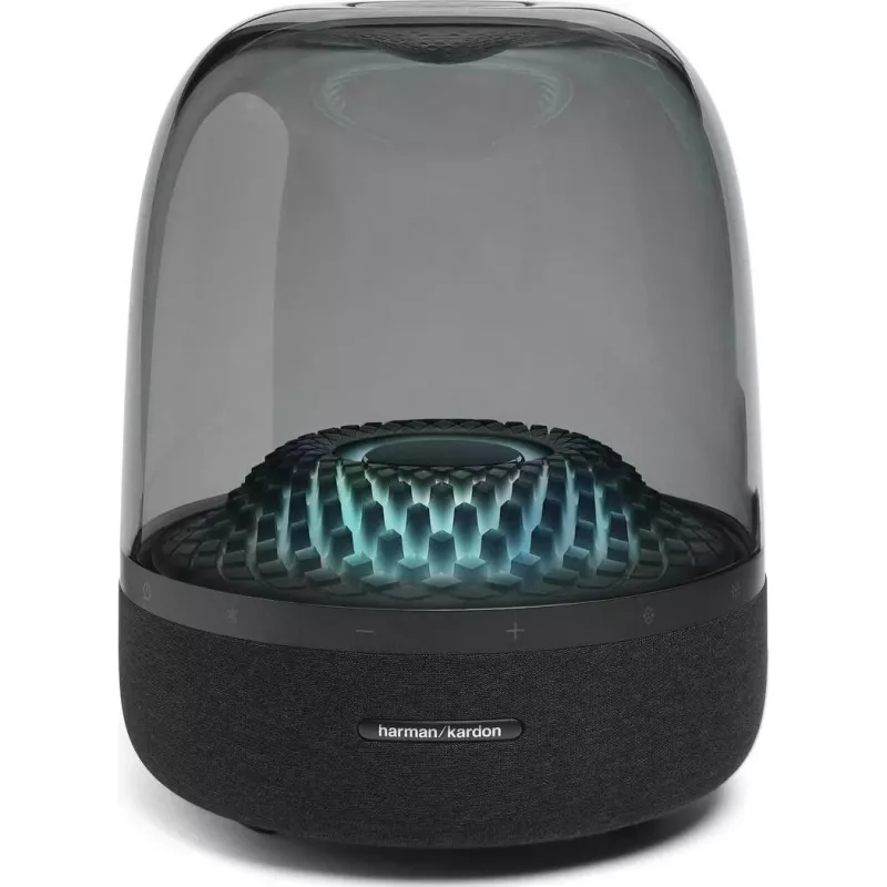 Altifalante portátil sem fios Harman/Kardon Aura Studio 4 — 100 W, 3 drivers, 45–20000 Hz, preto/transparente