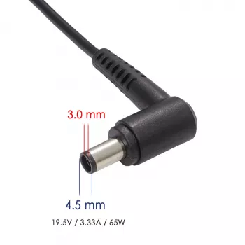 Fonte de alimentação para portátil Akyga AK-ND-58 19,5 V / 3,34 A, 65 W, ficha 4,5 x 3,0 mm com pino, para Dell