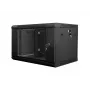 Lanberg WF01-6406-10B armário rack de parede de 19 polegadas, 6U, 600x450x368 mm, porta de vidro, 60 kg, preto