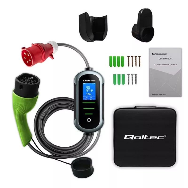 Carregador para carro elétrico QOLTEC 22 kW 400 V WiFi (TUYA) com cabo de 7 m