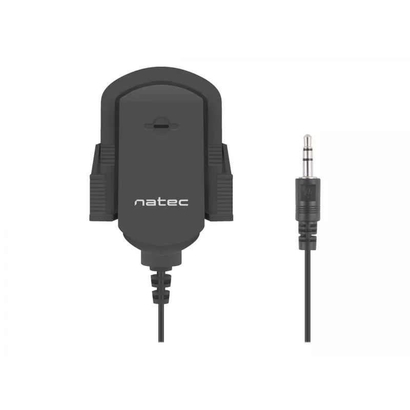 Microfone de lapela NATEC NMI-1352, com fios 3,5 mm, sensibilidade -58 dB, 50–16000 Hz, cabo de 1,8 m, 20 g